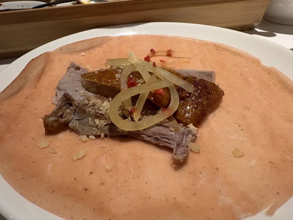 粵亮廣式料理-片鴨皮＋青木瓜花生跳跳糖